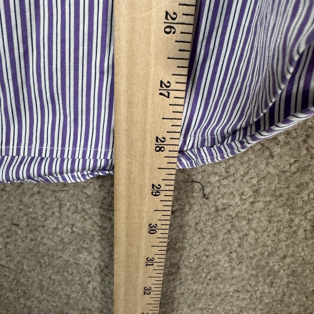 Polo Ralph Lauren Shirt Mens 14.5 32/33 Purple Striped Button Front Logo Pony - Picture 4 of 10